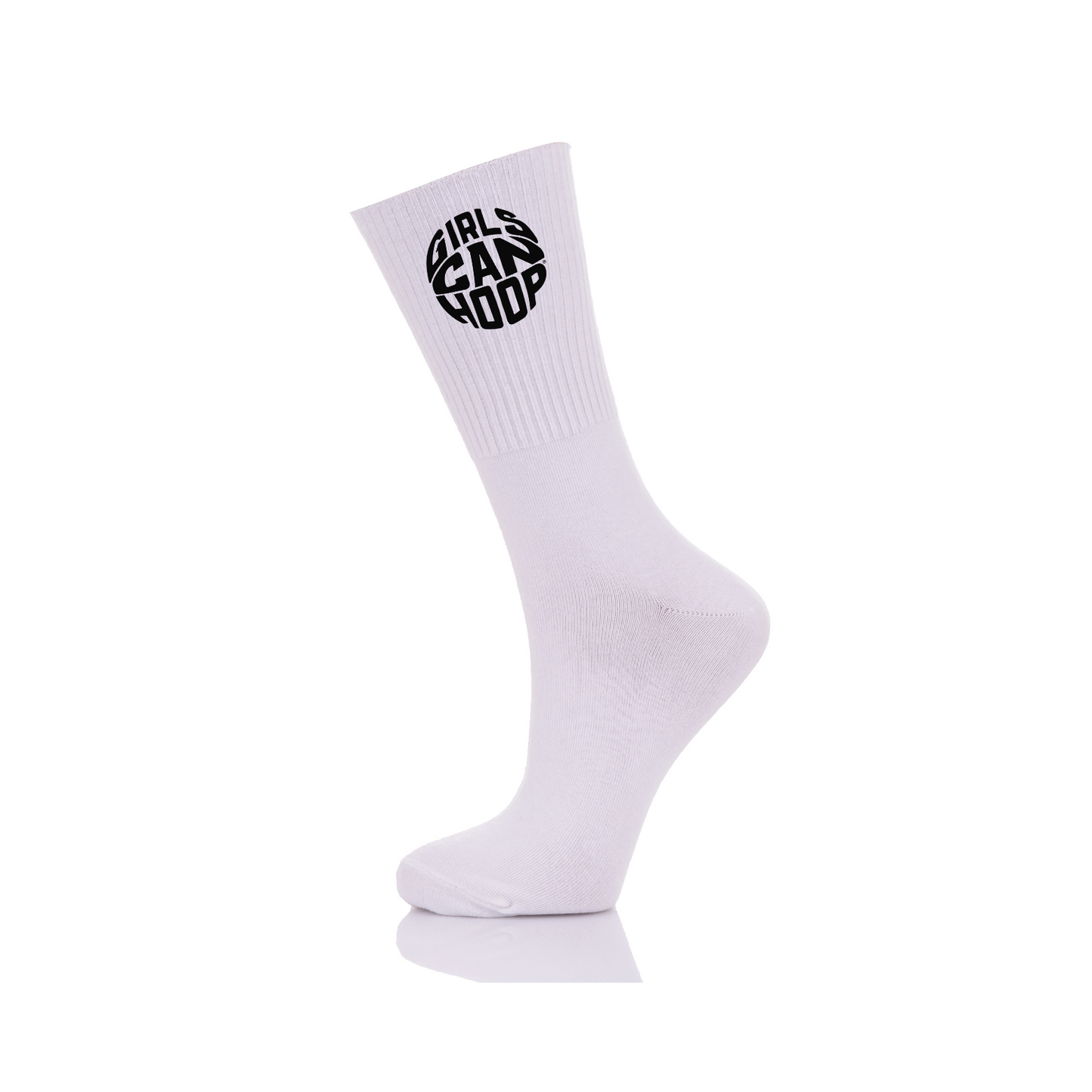 SOLD OUT-GCH Crew Socks- White w/ Black Logo